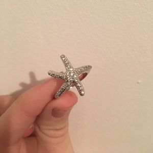 Silver Sparkly Starfish Ring